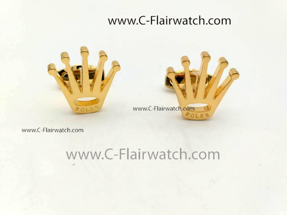 Mens Rolex Cufflinks - Yellow Gold - Rolex Logo Cufflinks